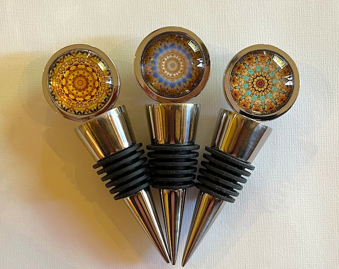 Chicago Landmark Wine Stoppers, Original Designs Set on Stainless Steel Base, Unique Housewarming, Host Gift