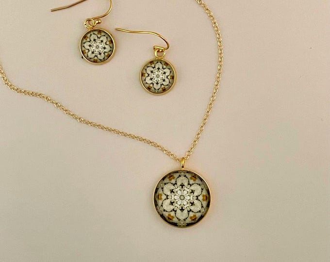 Daffodil Necklace and Earrings, Design inspired by the Jens Jensen designed, Shakespeare Garden on the Northwestern University Campus