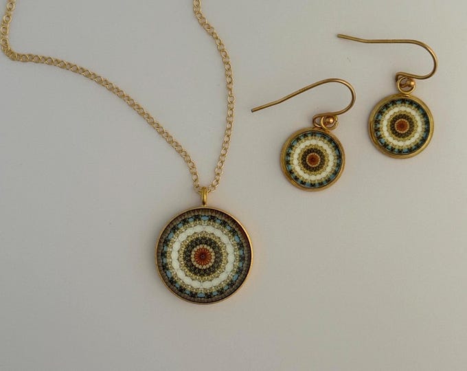 Driehaus Museum, Maher Dome Inspired Necklace &  Earrings, Original Designs set in Glass, Buy as Set or Separates.