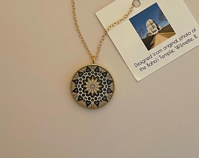 Serenity Pendant, Stunning Design Set in Glass with 16" - 18" Adjustable Gold filled Necklace