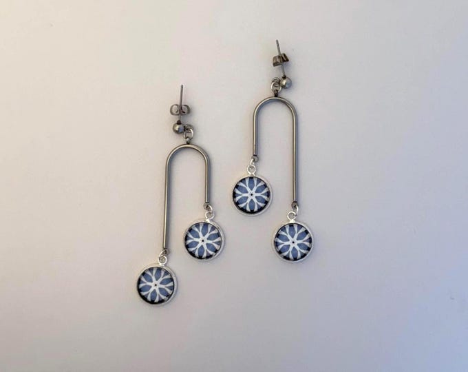 Vibrant Blue, Summer Storm Over Lake Michigan Chandelier Earrings, Great to gift or keep!