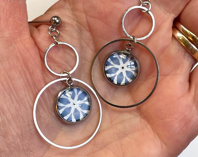 Vibrant Blue, Summer Storm Over Lake Michigan Post Earrings, Great to gift or keep!