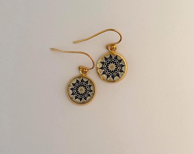 Glass & Gold plated French Hook Earrings with Stunning Design Created from Photo of the Baha'i House of Worship, Wilmette, IL.