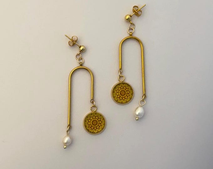 Chicago Cultural Center Tiffany Dome Inspired Chandelier Earrings