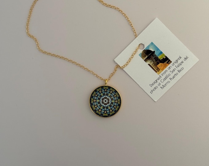 Caribbean Breeze Silver Pendant on 16-18" Adjustable Chain, Bold Design from Photo Castello San Felipe del Morro, Old San Juan, Puerto Rico