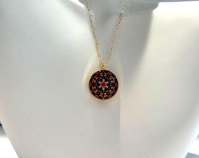 Red Cone Flower & Zebra Longwing Butterfly Inspired Necklace and  Earrings, Original Designs set in Glass. Buy as Set or Separates.