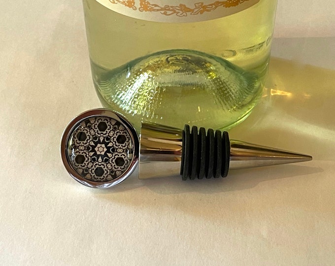 Sophisticated Wine Stopper, Original Design Set on Food Grade, Stainless Steel Base, Unique Housewarming, Host Gift