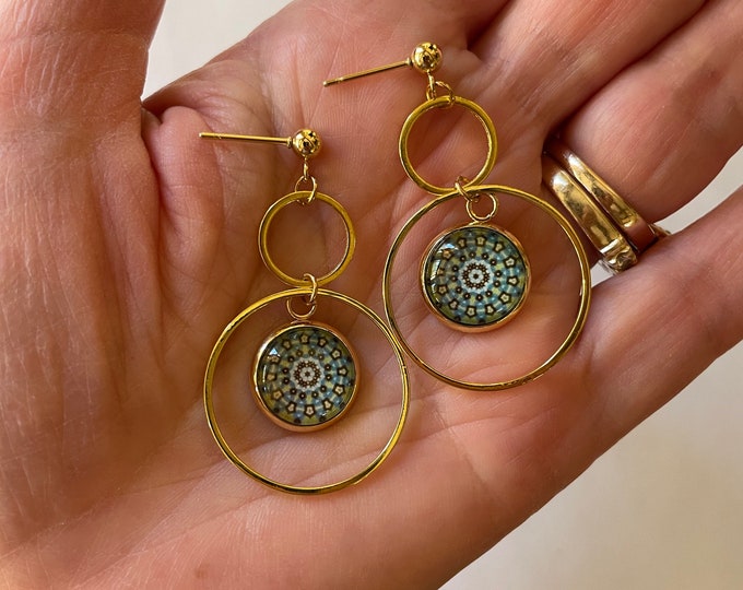 Caribbean Breeze Post & Hoop Earrings, Bold Design from Photo Castello San Felipe del Morro, Old San Juan, Puerto Rico