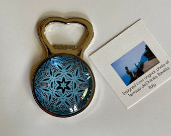Terrazza dell'Infinito Bottle Opener with Stunning Original Design set in 37mm Glass Cabochon