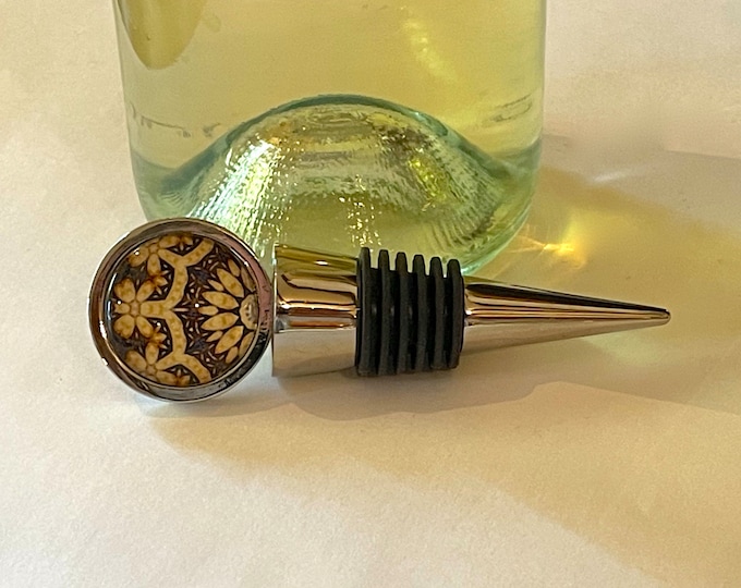 Sophisticated Wine Stopper, Original Design Set on Food Grade, Stainless Steel Base, Unique Housewarming, Host Gift