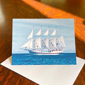 Cartes de correspondance et enveloppes Tall Ship Windy, fabriqués à la main, lot de 8, design original à partir d'une photographie prise sur le lac Michigan, Chicago