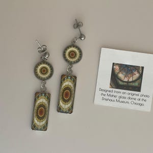 Driehaus, Maher Dome Inspired, Double-drop, Rectangle Dangle Earrings, Stunning Design Set in Glass and Steel