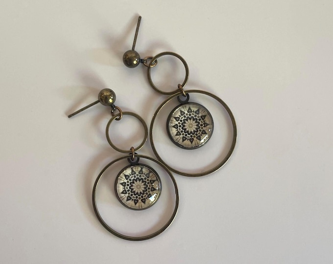 Bronze Post & Hoop Earrings, Stunning Design from Photo of the Baha'i Temple