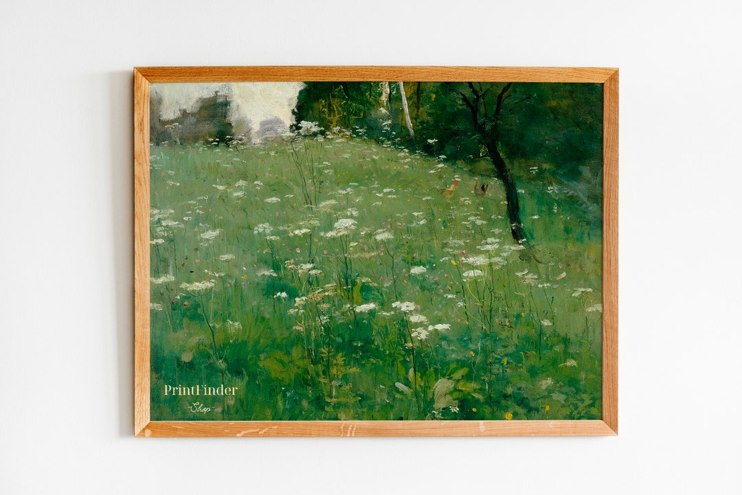 Vintage Farmhouse Wall Decor Landscape Painting Country Art Etsy