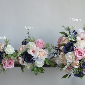 Faux Blumen Elfenbein Marine Staubrose Rosa Hochzeitsstrauß, Real Touch Rosen, Braut Brautjungfern Bouquet, Blush Blue Bouquet, Eukalyptus, Pfingstrose