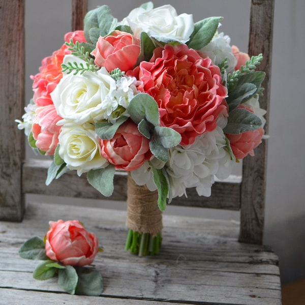 Coral Bouquet Etsy