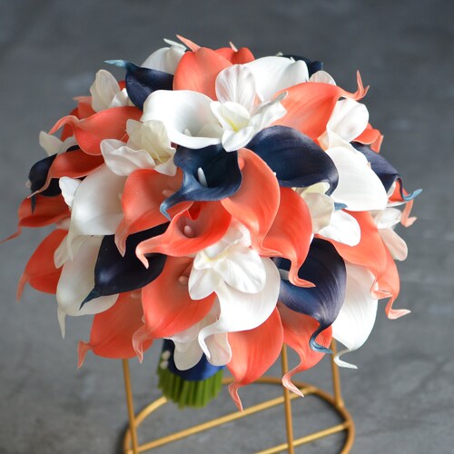 Coral Wedding Bouquets Rustic Silk Bridal Bouquet Faux Real Etsy