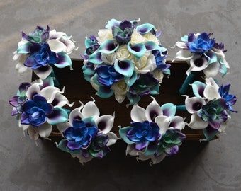 Blue Purple Bouquets Etsy
