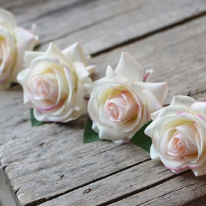 Real Touch Blush Rose Boutonnieres, Peach Boutonniere, Wedding Boutonniere & Wedding Corsage, Wedding Homecoming Prom Corsage