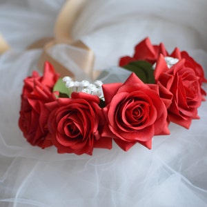 Choose Your Colors--Flower Girl Wedding Crown, Real Touch Roses, Wedding Flower Crown, Bridal Crown, Bohemian Crown, Dainty Floral Crown