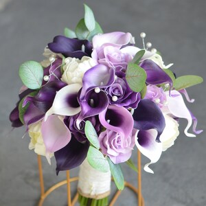 Purple Bridal Bouquet, Lavender Rustic Lilac Silk Bridal Bouquet, Lilac ...