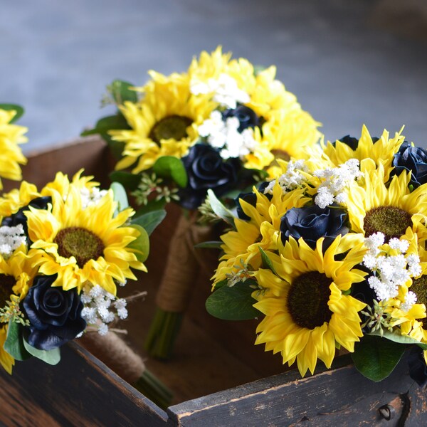 Sunflower and Rose Bouquet Etsy