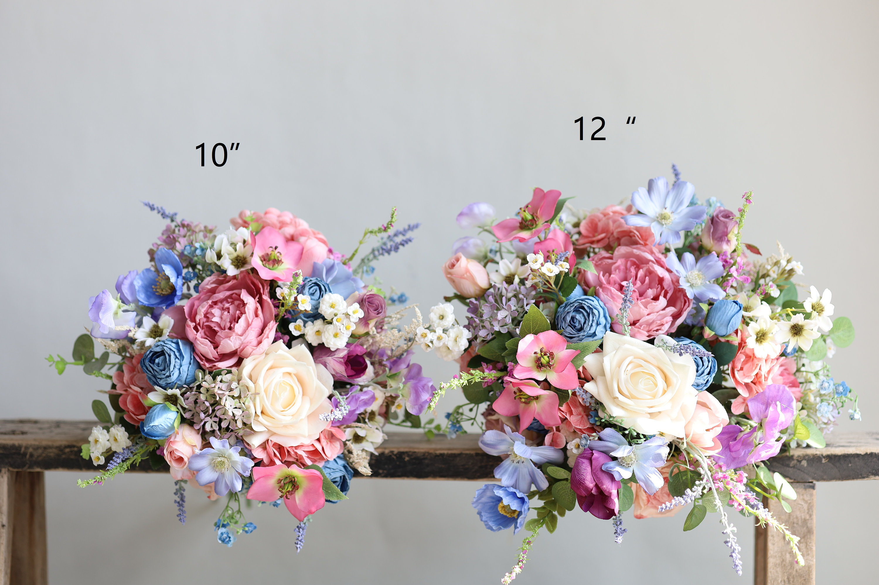 フェイクフラワーのカラフルなウェディングブーケ、春のボヘミアン