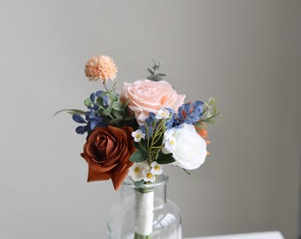 Bouquet da sposa per la sposa Burnt Oge Fiori artificiali fatti a mano Bouquet da sposa Matrimonio,Arancio bruciato Bianco,1 TAGLIA