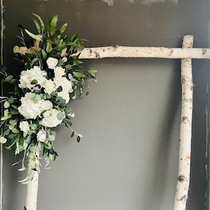 Artificial Flowers White Wedding Archway Flower, Ivory Wedding Corner Swag, Rustic Wedding Backdrop, Wedding Arch Flowers Decor