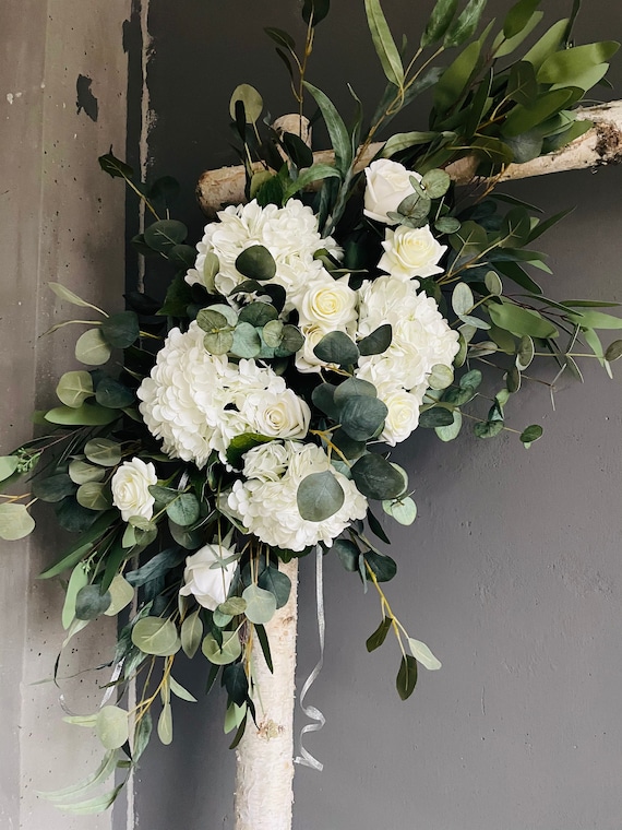 Ivory Rose Hochzeit Bogen Blumen Swag, rustikale Ecke Decor