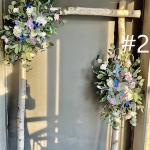 Lavender Blue Wild Archway Flowers, Boho Wedding Corner Swag, Blue Wedding Backdrop, Lilac Wedding Arch Flowers Decor