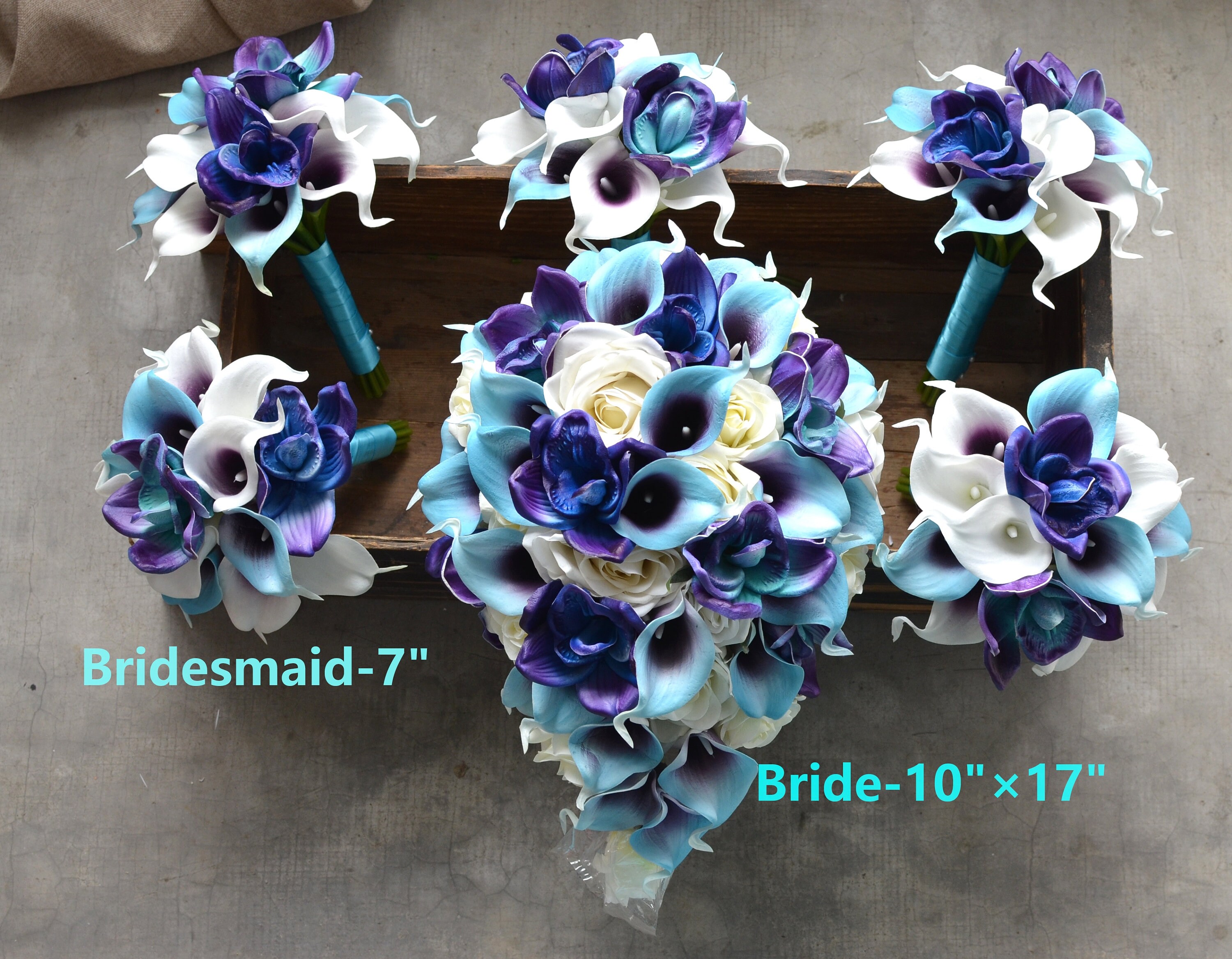 Blue Purple Bridal Bouquets Rustic Silk Bridal Bouquet Real - Etsy