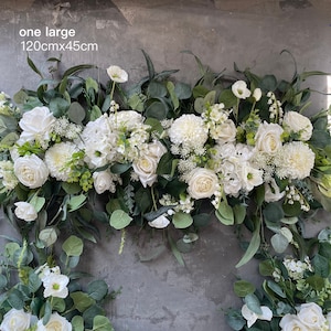 White Green Wedding Archway Flower, White Wedding Corner Swag, Rustic Wedding Backdrop, Eucalyptus Wedding Arch Flowers Decor