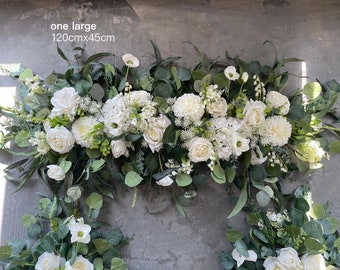 White Green Wedding Archway Flower, White Wedding Corner Swag, Rustic Wedding Backdrop, Eucalyptus Wedding Arch Flowers Decor