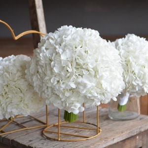 Faux Cream White Hydrangea Wedding Bouquet, Real Touch Hydrangeas, Artificial Flowers Bridal Bouquet, Handmade Home Decor, White Boutonniere