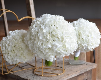 Faux Cream White Hydrangea Wedding Bouquet, Real Touch Hydrangeas, Artificial Flowers Bridal Bouquet, Handmade Home Decor, White Boutonniere