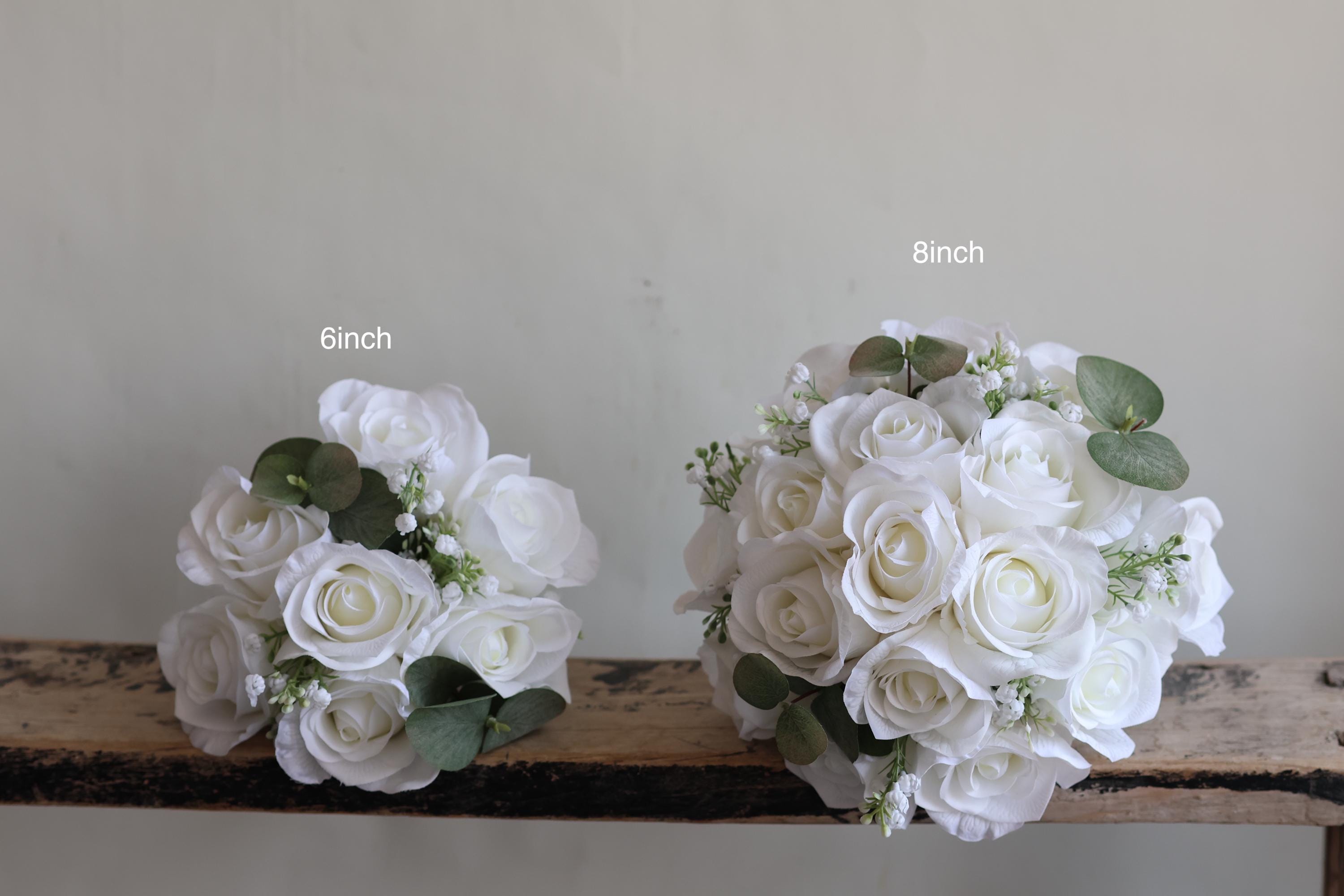 IPOPU, 25 Rose Bianche Glitterate Artificiali, In Schiuma, Con Stelo Per Bouquet Da Sposa Fai Da A 766361