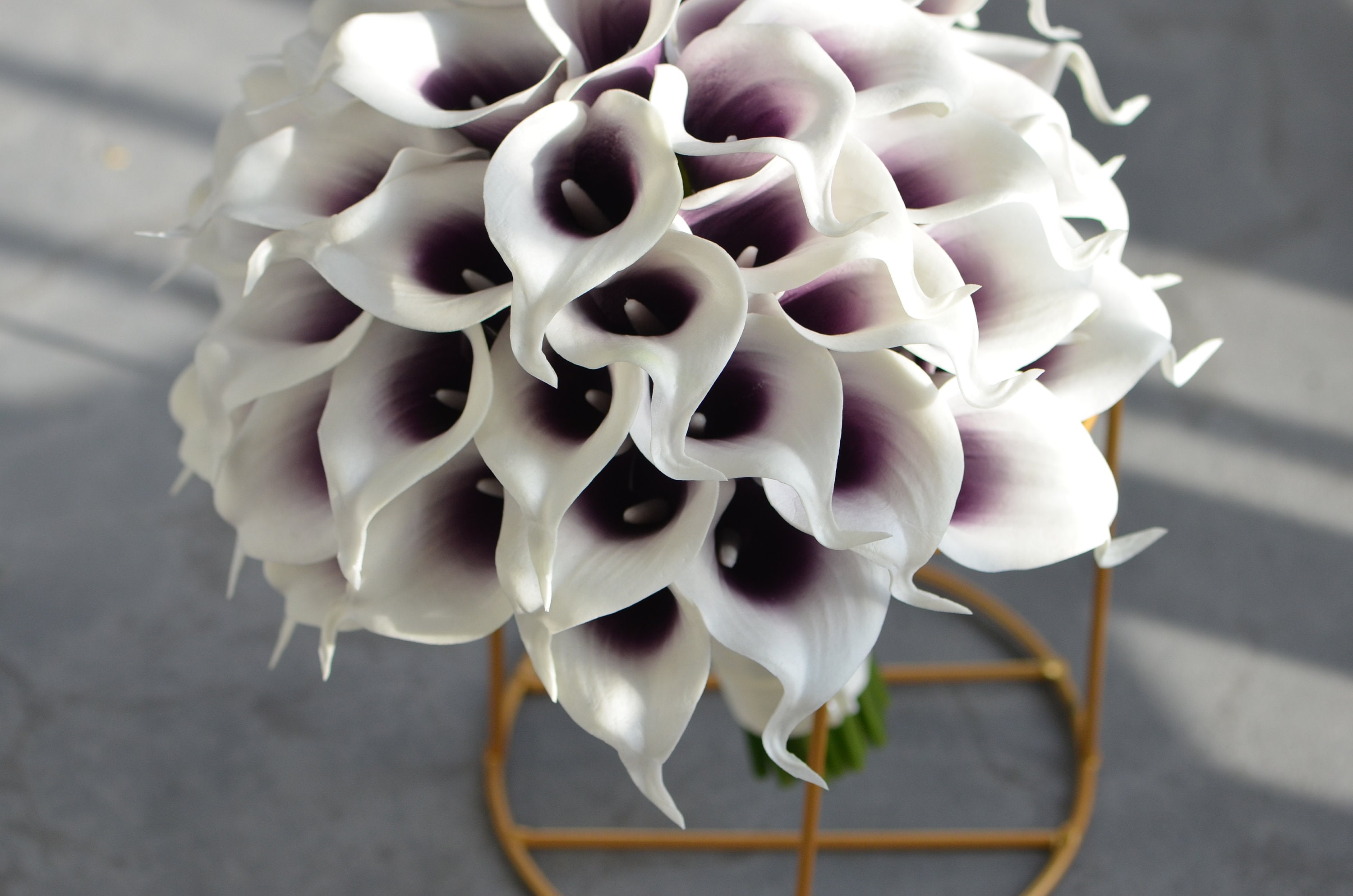 Picaso Purple Calla Lily Bridal Bouquet Real Touch Calla | Etsy