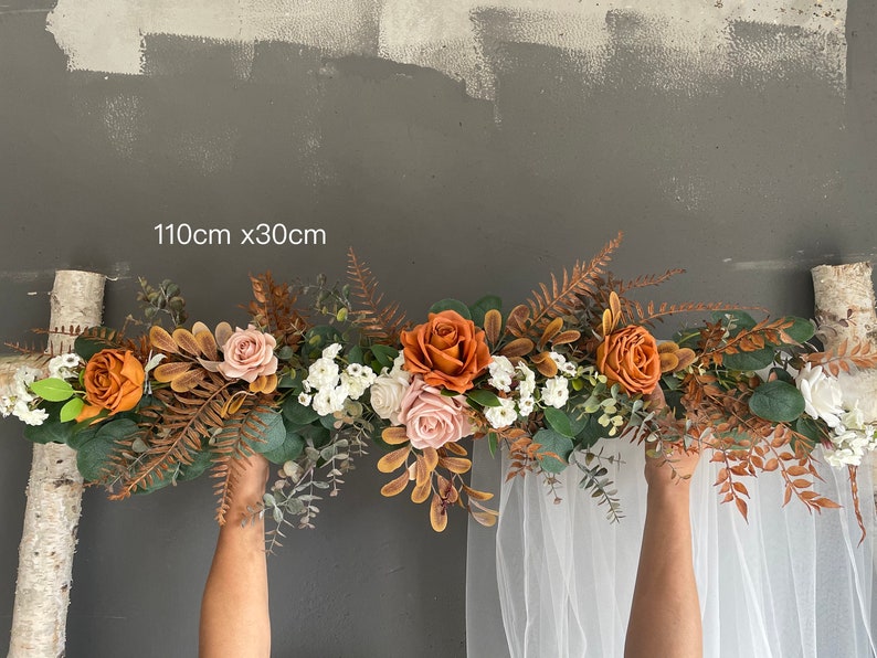 Fake Flowers Fall Wedding Archway Rust Beige Terracotta Corner Etsy