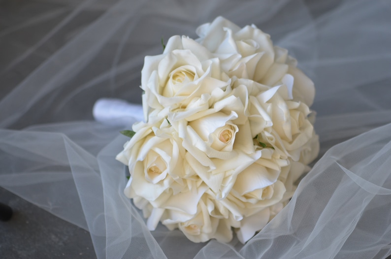 12 Real Touch Faux Roses Bridal Bouquet Artificial Etsy