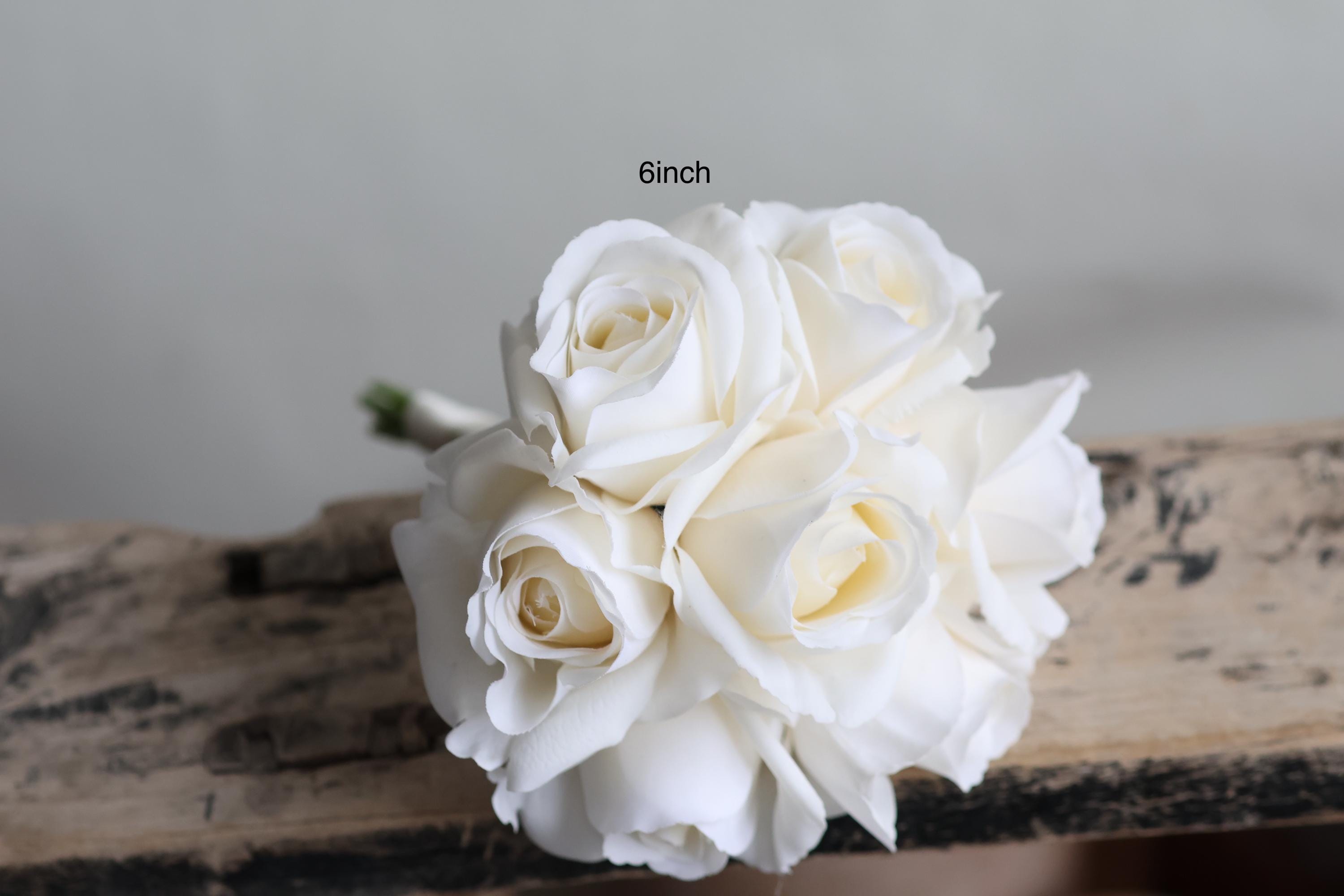 Off White Roses Hello Faux Morandi White Real Touch Roses Bridal Bouquet, Artificial Roses ...