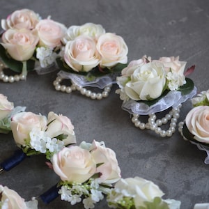 Blush Pink Rose Boutonniere, Real Touch Rose, Faux Flowers Wedding ...