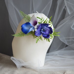 Beach Tropical Hair clip, Blue Purple Hair Flowers Comb ,Tiger Lily Plumeria, Faux Flowers Wedding Headpiece, Mint Coral, Teal Hair Flowers