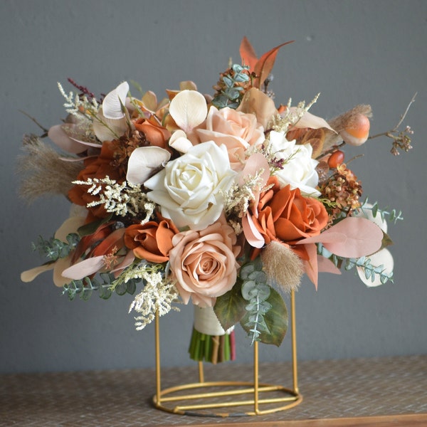 Fall Wedding Bouquet Burnt Orange Etsy