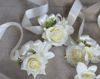Real Touch Calla Lilies, Roses, White Orchids, Boutonnieres, Wrist Corsages