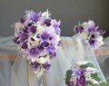 Fake Purple Cascading Bridal Bouquet, Plum Lilac Bridesmaids Bouquet, Lavender Wedding, Real Touch Calla Lily, Roses, Lily, Handmade Bouquet
