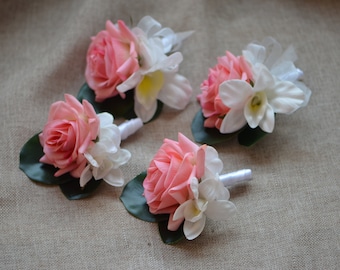 Pink Corsages Boutonnieres, Rose Orchids Boutonnieres, Wedding Boutonniere & Wedding Corsage, Wedding Homecoming Prom Corsage