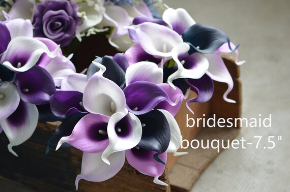 Mumusuki Bouquet Da Sposa Artificiale Con Perle - Fiori In Seta Viola Per Matrimonio, Damigella, Festa E Confessioni D'Amore - 2