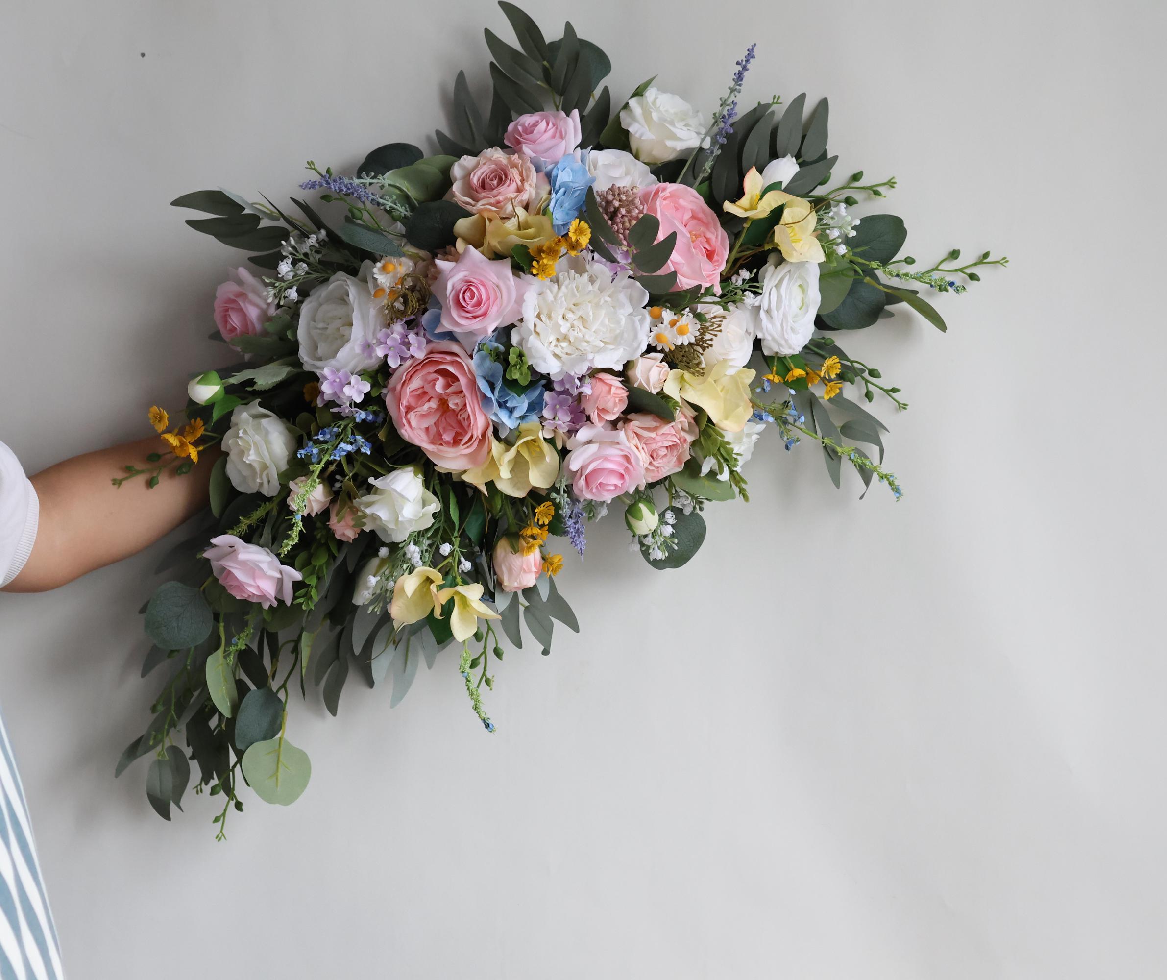 Faux Flowers Colorful Wildflowers Spring Summer Wedding Archway Flower, Handmade Wedding Swag, Wedding Backdrop, Wedding Arch Flowers Decor