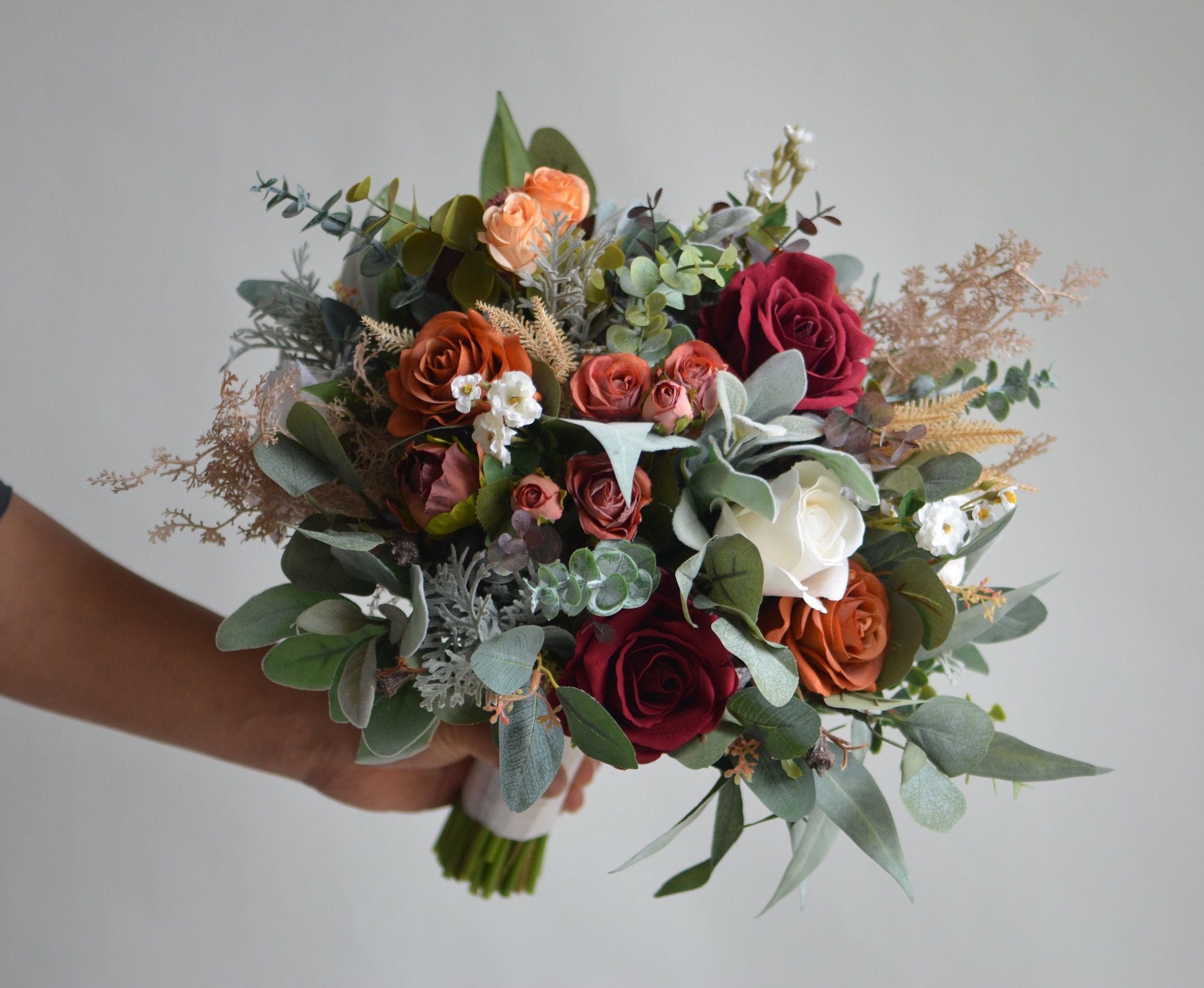 Burgundy Burnt Orange Wedding Bouquet